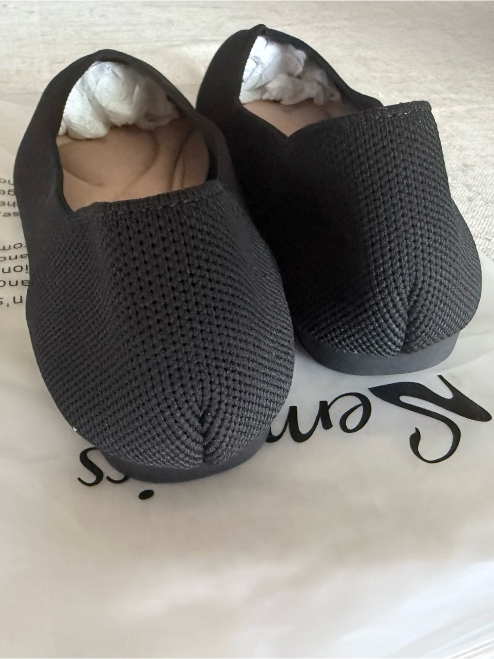 Semwiss Black Knit Pointed Toe Ballet Flats EU 40 US 9 NWOT Comfort Slip-On - Picture 5 of 6